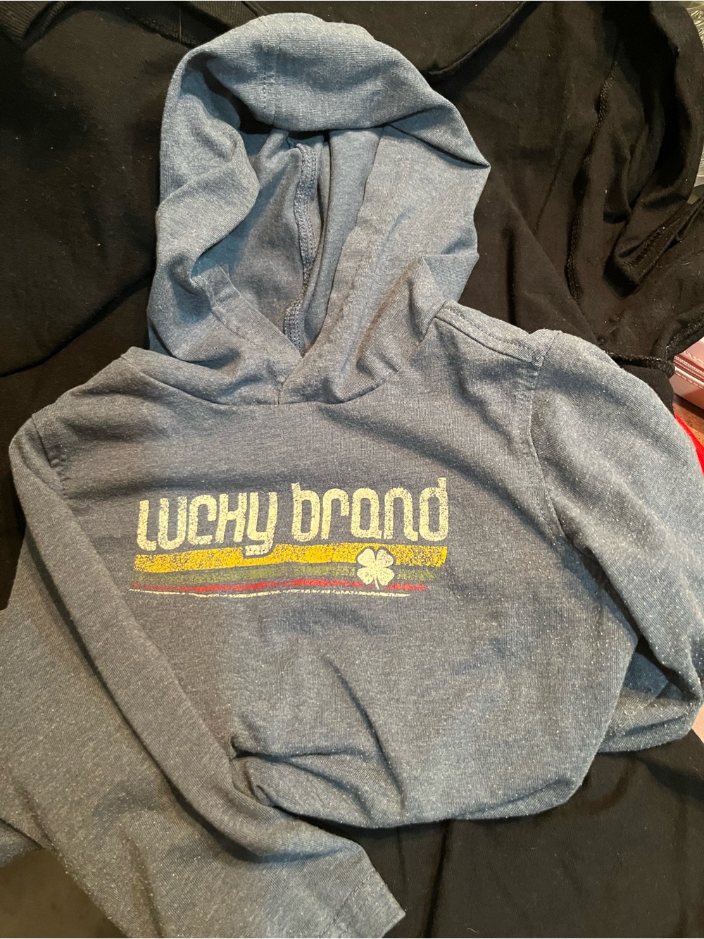 Lucky Brand Charcoal Gray Hooded Pullover with Yellow Logo